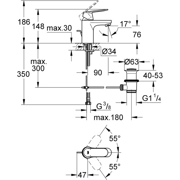 Mitigeur Lavabo - Taille S - Eurosmart Cosmopolitan Eco - Grohe – Image 2