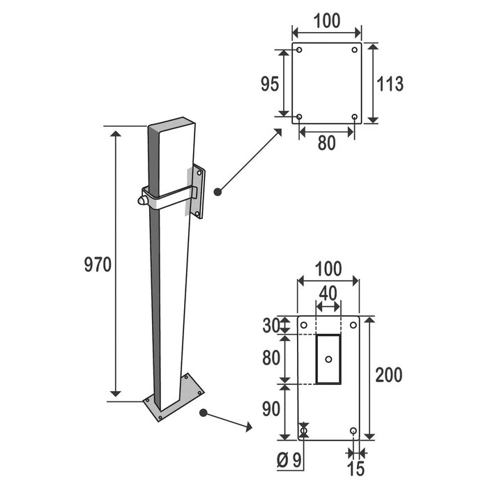 Poteau De Fixation Au Sol Blanc - Pellet ASC – Image 2