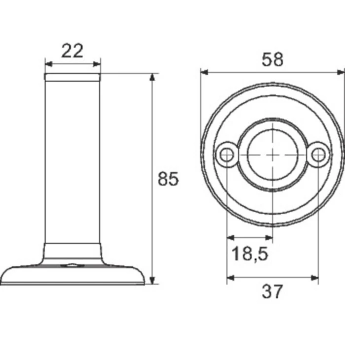 Embase Pour Porte-rideaux - 85 Mm - Laiton Nickelé Chromé - Pellet ASC – Image 2