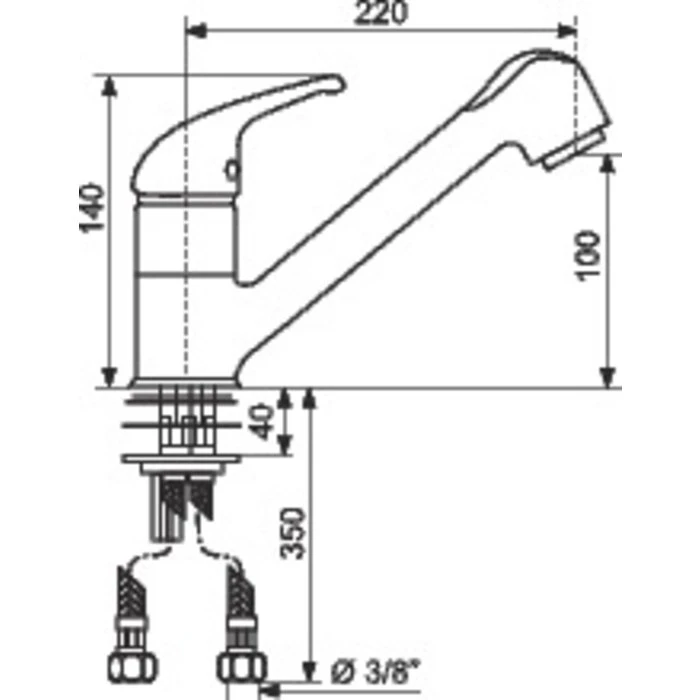 Mitigeur évier Kitchen E 22 - À Douchette – Image 2