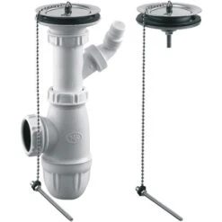 Vidage Complet Pour éviers Grès - Valentin - Plastique Blanc - Diamètre 60 Mm