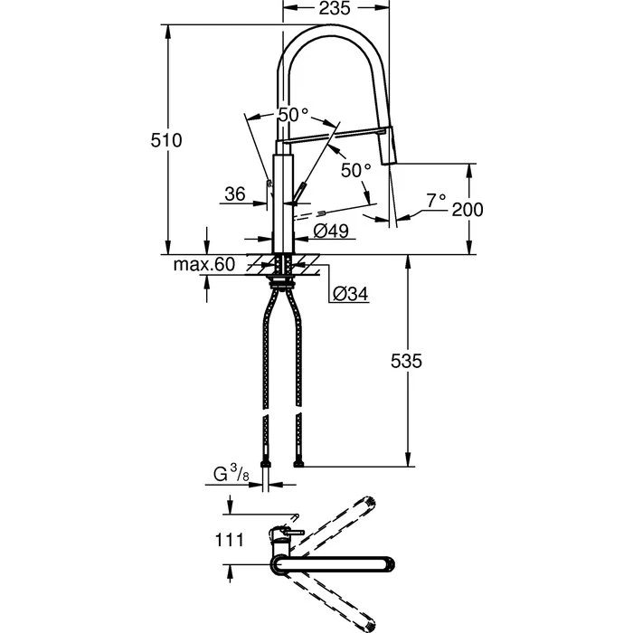 Grohe Mitigeur évier Professionnel Concetto - Bec Haut – Image 3