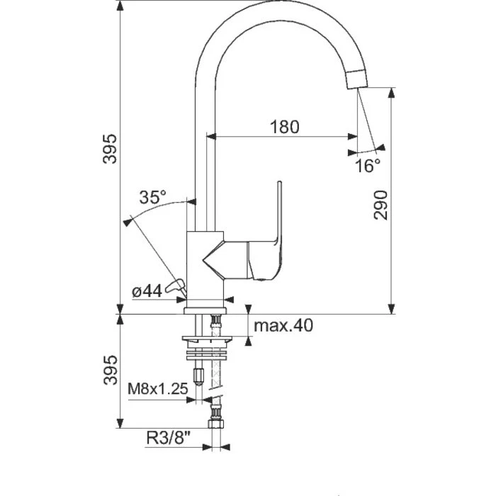 Mitigeur évier Pyla - Bec Haut – Image 2