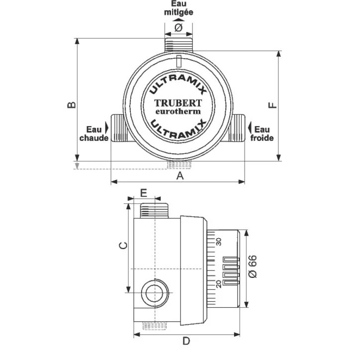 Mitigeur Thermostatique Collectif Trubert Eurotherm, 56 à 400 L/min - Blanc - Watts Industries – Image 2