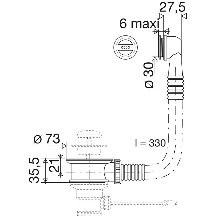 Trop-plein - Épaisseur Vasque 0 à 5 Mm - Valentin – Image 2