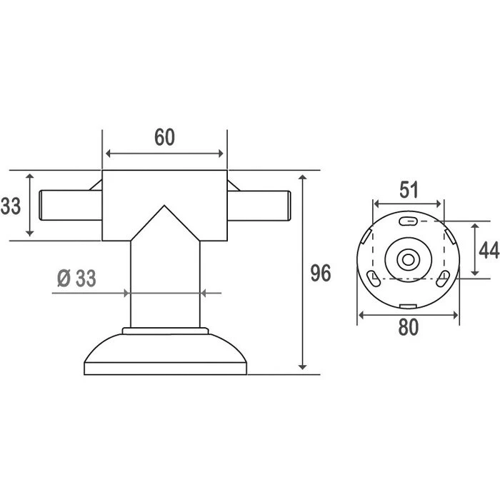 Support De Liaison Droit - 60 X 96 Mm - Ø 33 Mm - Pellet ASC – Image 2