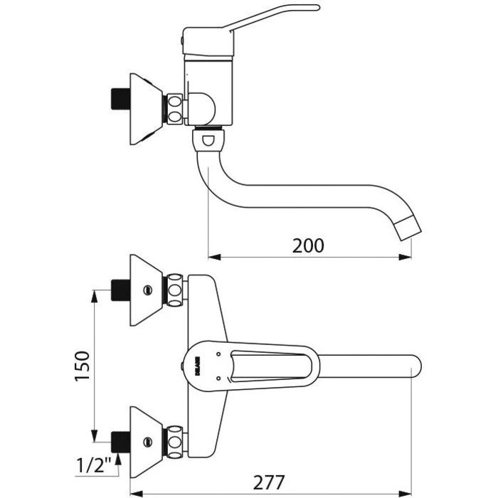 Mitigeur Mural - Bec Orientable - Delabie – Image 2