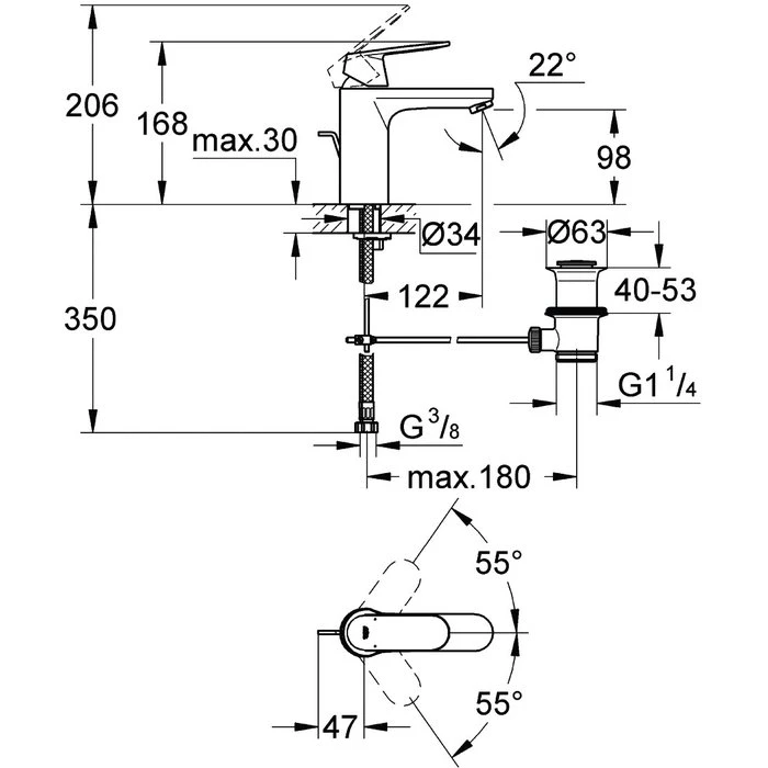 Mitigeur Lavabo - Taille M - Eurosmart Cosmopolitan - Grohe – Image 2