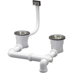 Siphonette évier- Diamètre 90 Mm - Pour évier 2 Bacs - Valentin