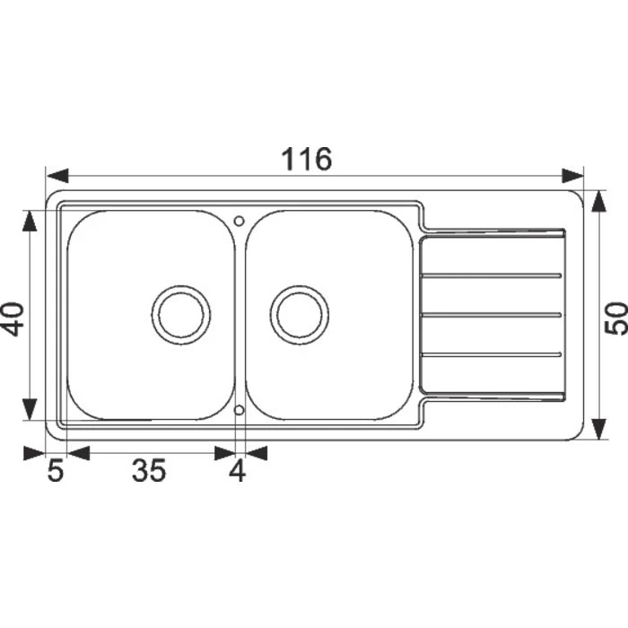 Évier Inox à Encastrer 2 Cuves Et 1 égouttoir - Moderna – Image 2
