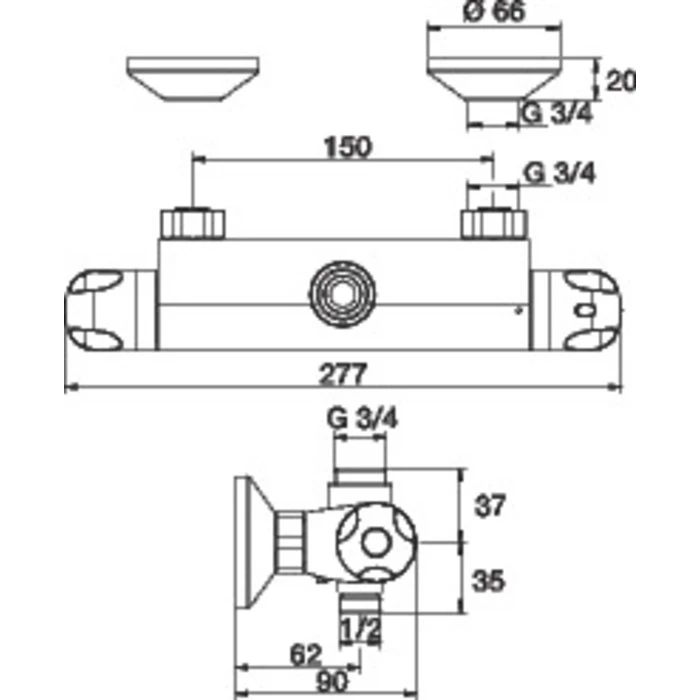 Mitigeur Thermostatique Douche Thermo-Azur - 2 Sorties – Image 2