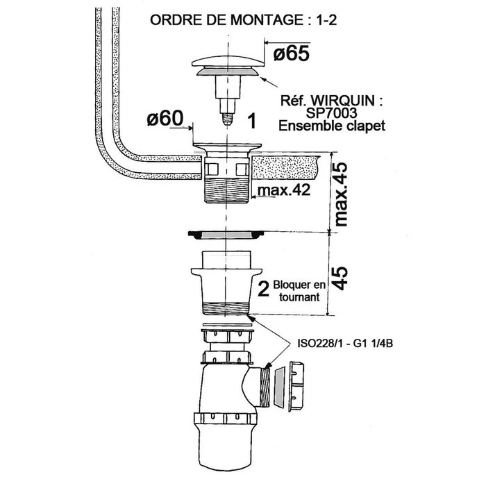 Ensemble Bonde/siphon - Wirquin Pro -Quick-Clac Automatique – Image 2