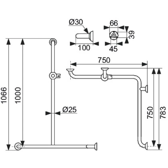 Barre De Douche D'angle - Aluminium - Époxy Blanc – Image 2