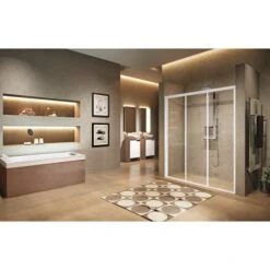 Porte De Douche Coulissante Lunes 2.0 P - 3 Vantaux - Verre Transparent