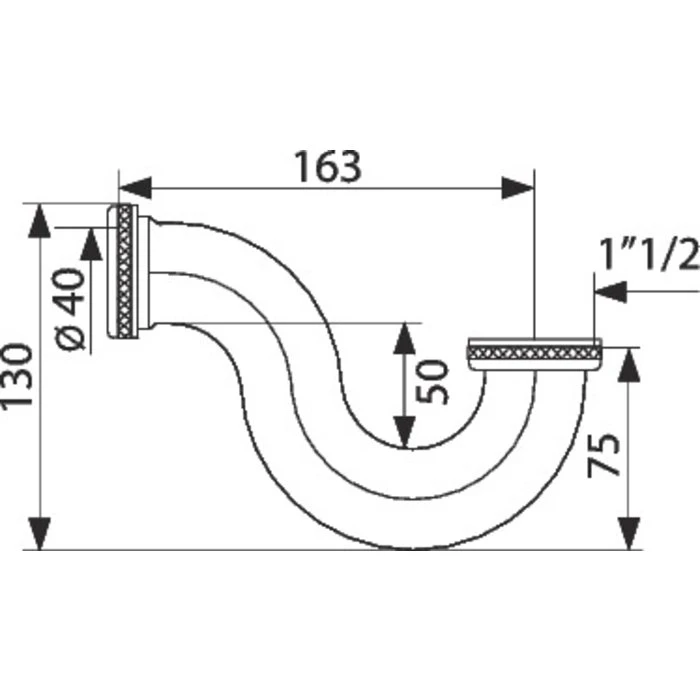 Siphon Baignoire Laiton Chromé - 1"1/2 - Ø 40 Mm - Valentin – Image 2