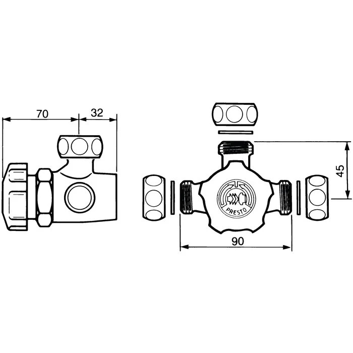 Mitigeur Douche Sans Raccords - M 3/4" - Presto Alpa - Presto – Image 2