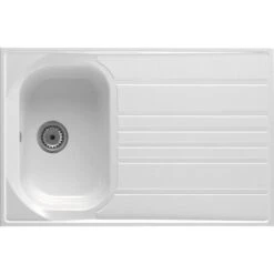 Evier à Poser En Résine Québec Moderna - Blanc - Longueur 90 Cm - 1 Bac