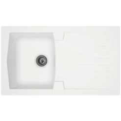 Evier à Encastrer En Résine Arena Moderna - Blanc -Longueur 86 Cm -1 Cuve