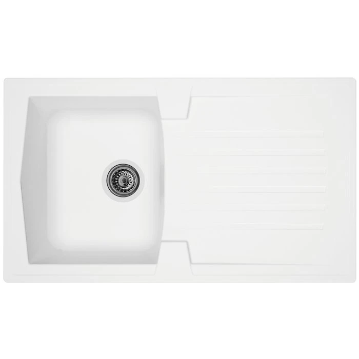 Evier à Encastrer En Résine Arena Moderna - Blanc -Longueur 86 Cm -1 Cuve