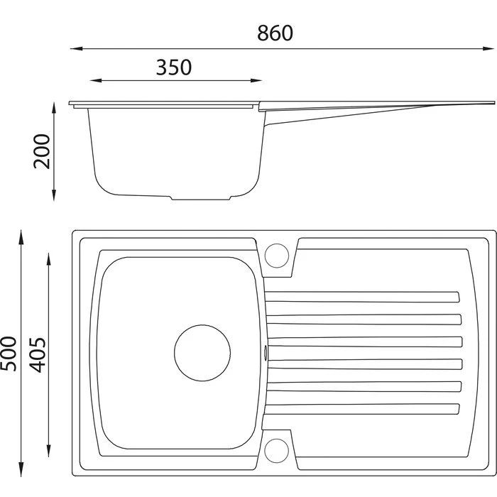 Evier à Encastrer En Résine Arena Moderna - Blanc -Longueur 86 Cm -1 Cuve – Image 2