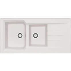 Evier à Poser En Résine Montréal Moderna - Blanc -Longueur 120 Cm - 2 Cuves