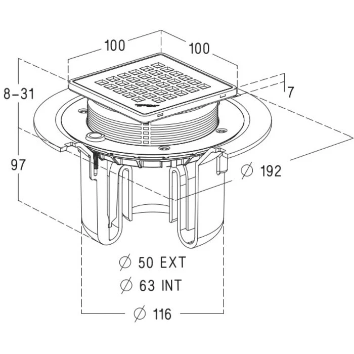 Siphon Pour Douche Carrelée - Docia SICAX - Nicoll - 10x10 Cm - Verticale – Image 2