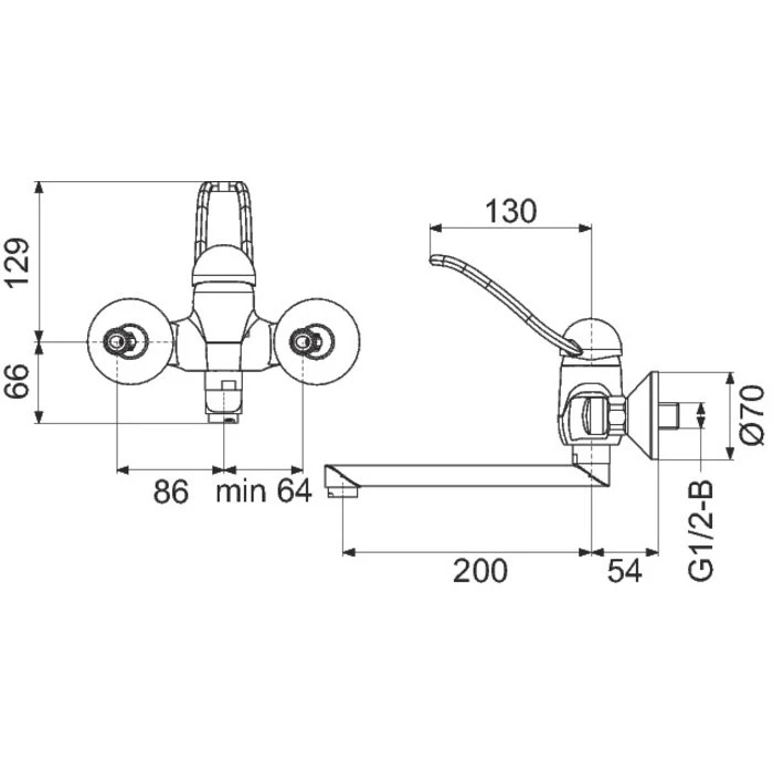 Mitigeur Hospitalier City MED - Mural – Image 2
