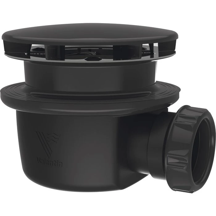 Bonde De Douche Horizontale - Ø 90 Mm - Extra Plate - Noire - Valentin