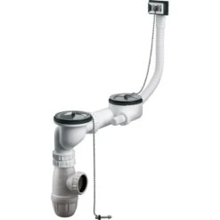 Vidage Complet D'évier Avec 2 Bondes à Bouchon Et Trop-plein Latéral Valentin - 2 Cuves