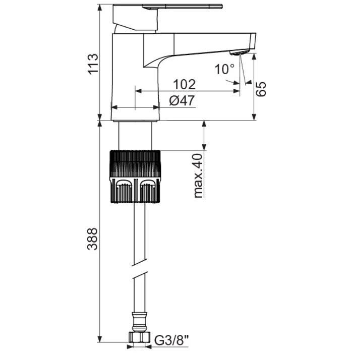 Mitigeur Lavabo - Sider - Ibaya - Fixation Rapide - Sans Vidage - Noir Mat – Image 5