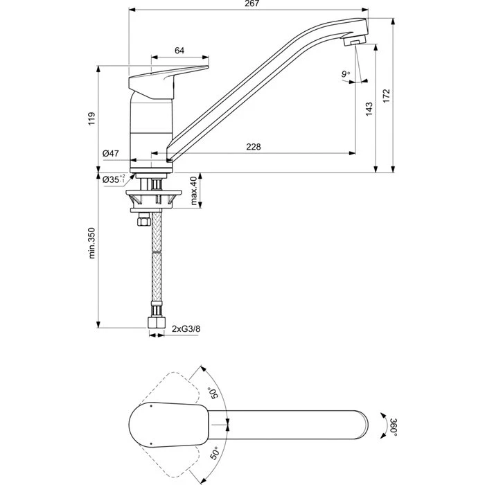 Mitigeur évier Bec Bas - Kheops - Porcher – Image 2