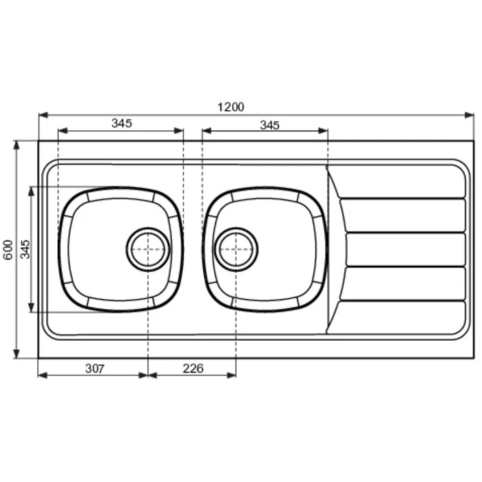 Evier à Poser - ISEO - Moderna - L.1200 - L.600 - E.30 – Image 3